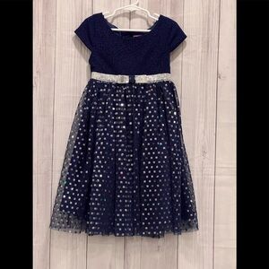 DOLLIE & ME navy blue silver metallic girls dress / size 6